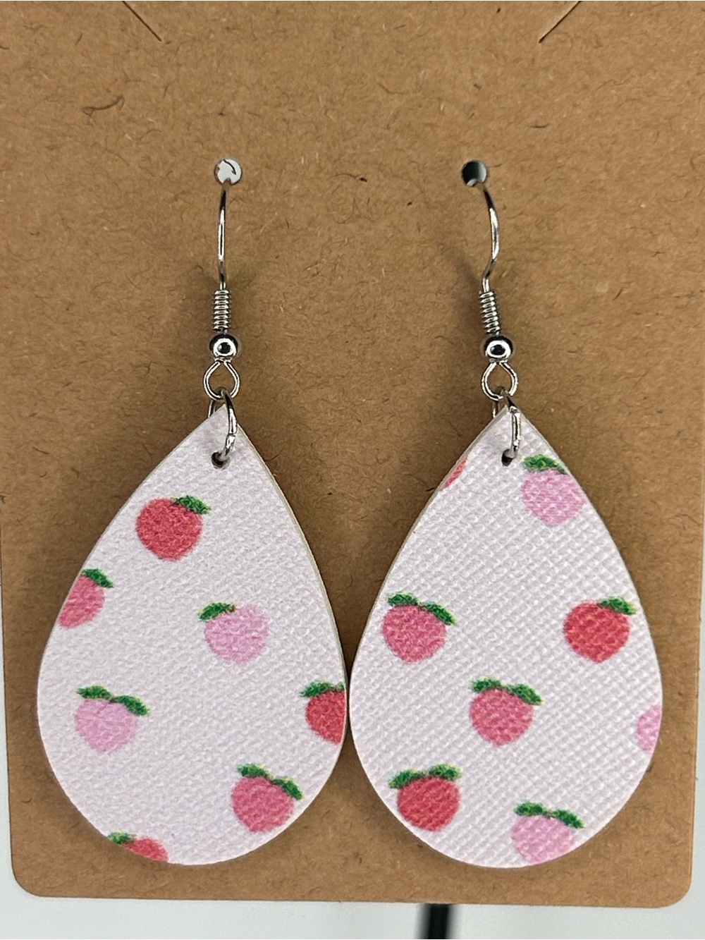 *LAST SET* Mini Faux Leather Teardrop Earrings Summer Peaches - Picture 4 of 4